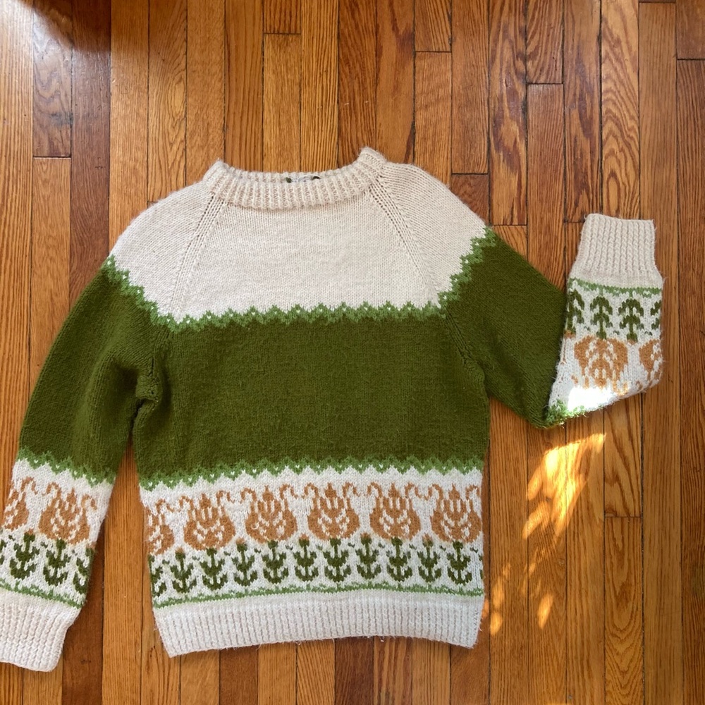 Vintage Handmade Wool Folk Art Sweater